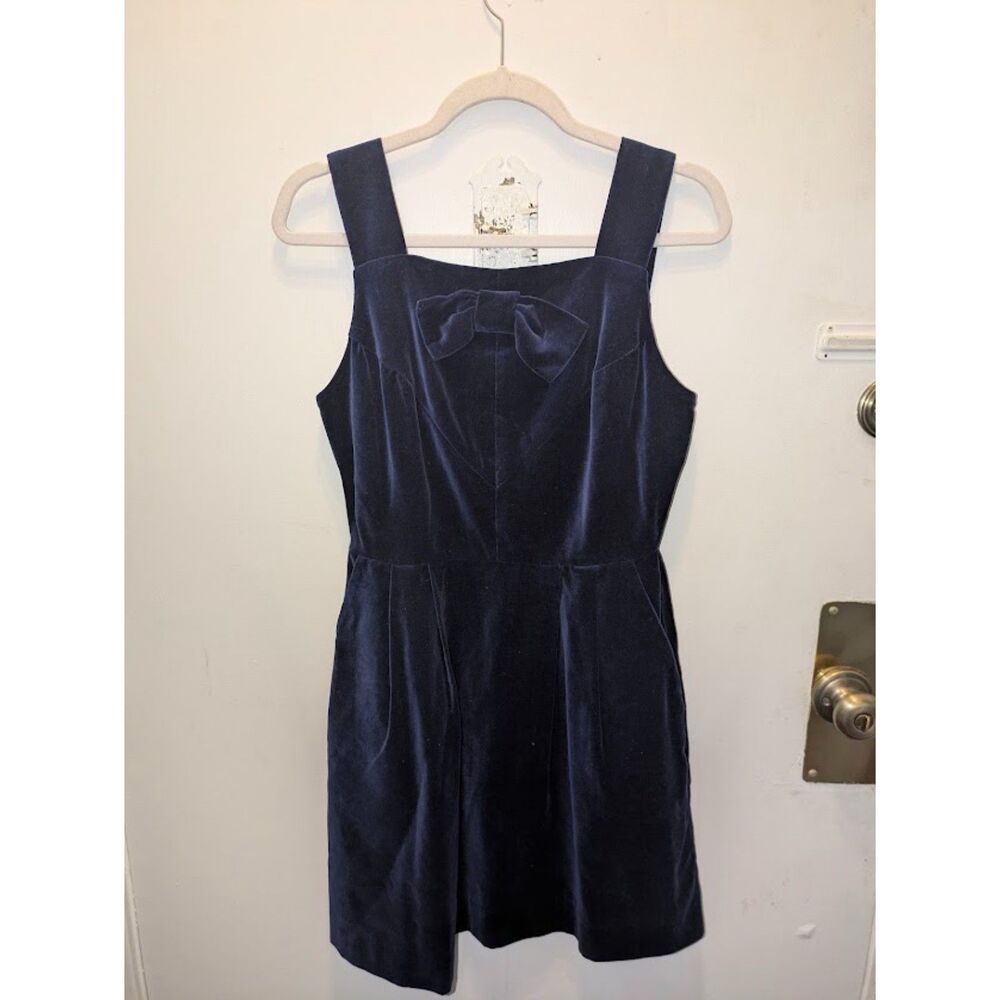Birds of North America Women's Blue Velvet Bow Mini Dress Size 8